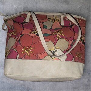 Relic Floral Canvas Floral Tote Bag Purse Zip Top Summer Hadley Fossil